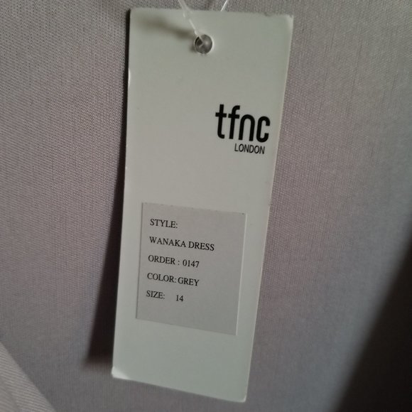 TFNC Tall bridesmaid satin long sleeve wrap front midi dress - Picture 5 of 5